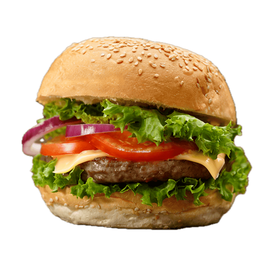 Flame-grilled beef burger with cheese, lettuce, tomato and red onion at Toronto Burgers & Grill in Limassol